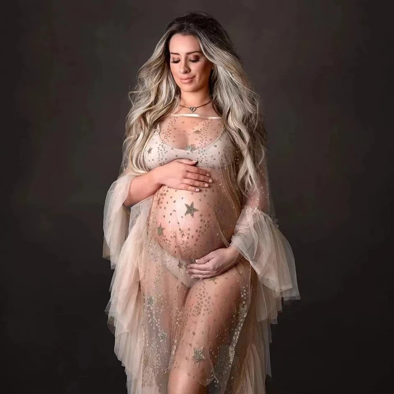Sexy Lace Pregnant Women's Dress Round Neck Perspective Mesh Personalized Fashion Comfortable Maternity Photography Clothing
Sexy Lace Pregnant Women's Dress Round Neck Perspective Mesh Personalized Fashion Comfortable Maternity Photography Clothing