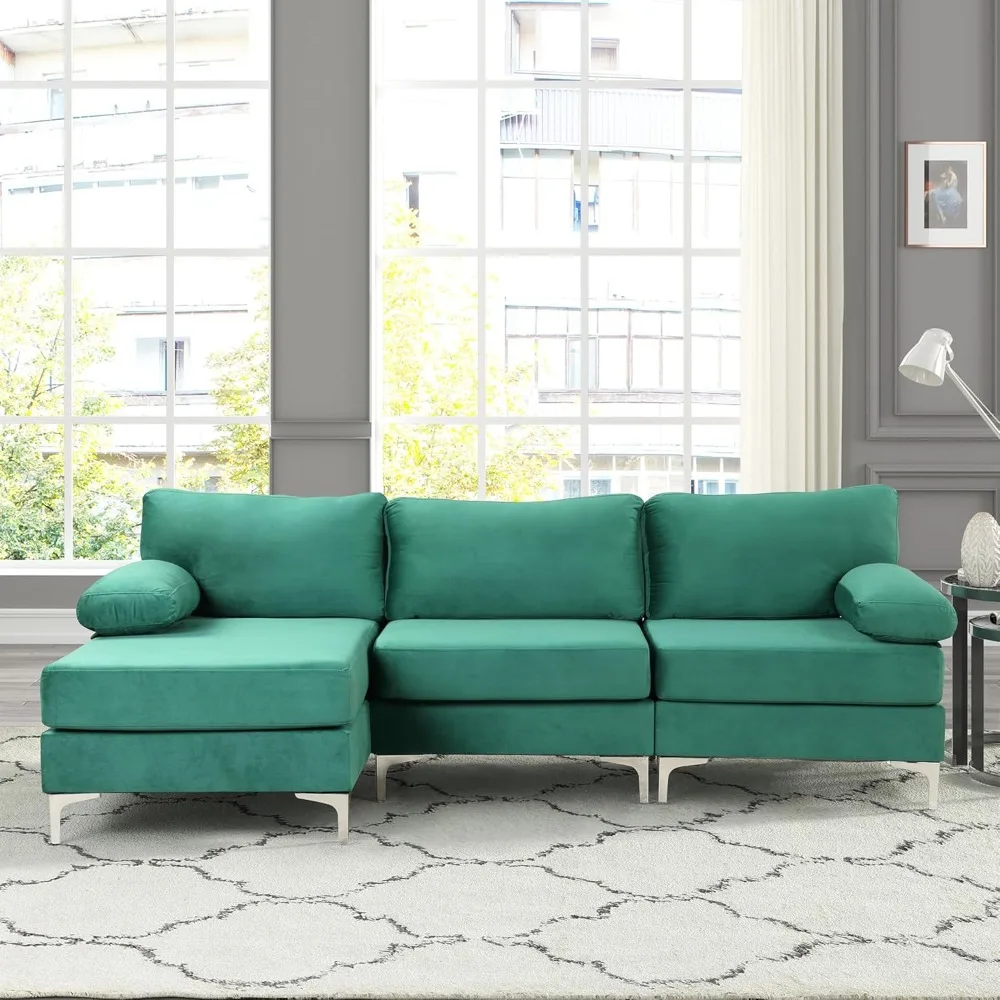 Modern Large Velvet Fabric Sectional Sofa, L-Shape Couch with Extra Wide Chaise Lounge,
Modern Large Velvet Fabric Sectional Sofa, L-Shape Couch with Extra Wide Chaise Lounge,