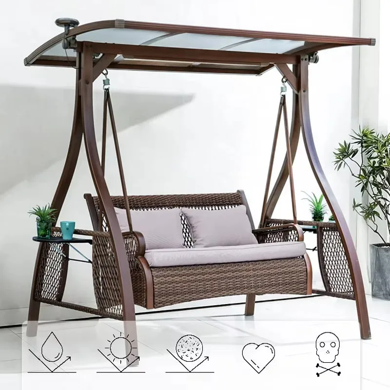 Patio Swings Outdoor Solar Swing Courtyard PE Woven Rattan Double Hanging Chair Sunshine Board with Light Woven Rattan Swing
Patio Swings Outdoor Solar Swing Courtyard PE Woven Rattan Double Hanging Chair Sunshine Board with Light Woven Rattan Swing
