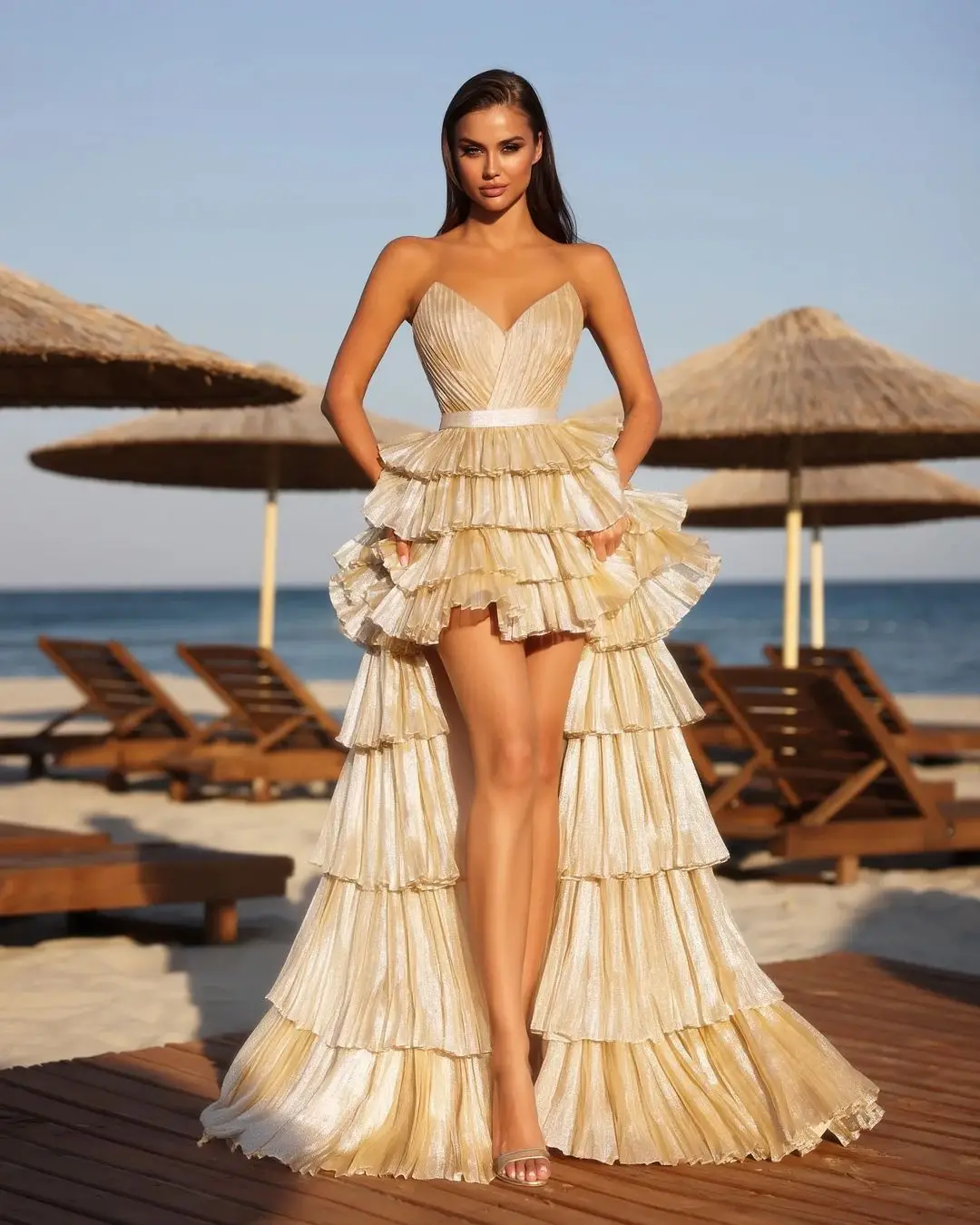 Customized Graceful Chiffon A-Line Tiered Evening Dresses Strapless Sleeveless Panel Train Special Occasion Gowns Mode
Customized Graceful Chiffon A-Line Tiered Evening Dresses Strapless Sleeveless Panel Train Special Occasion Gowns Mode