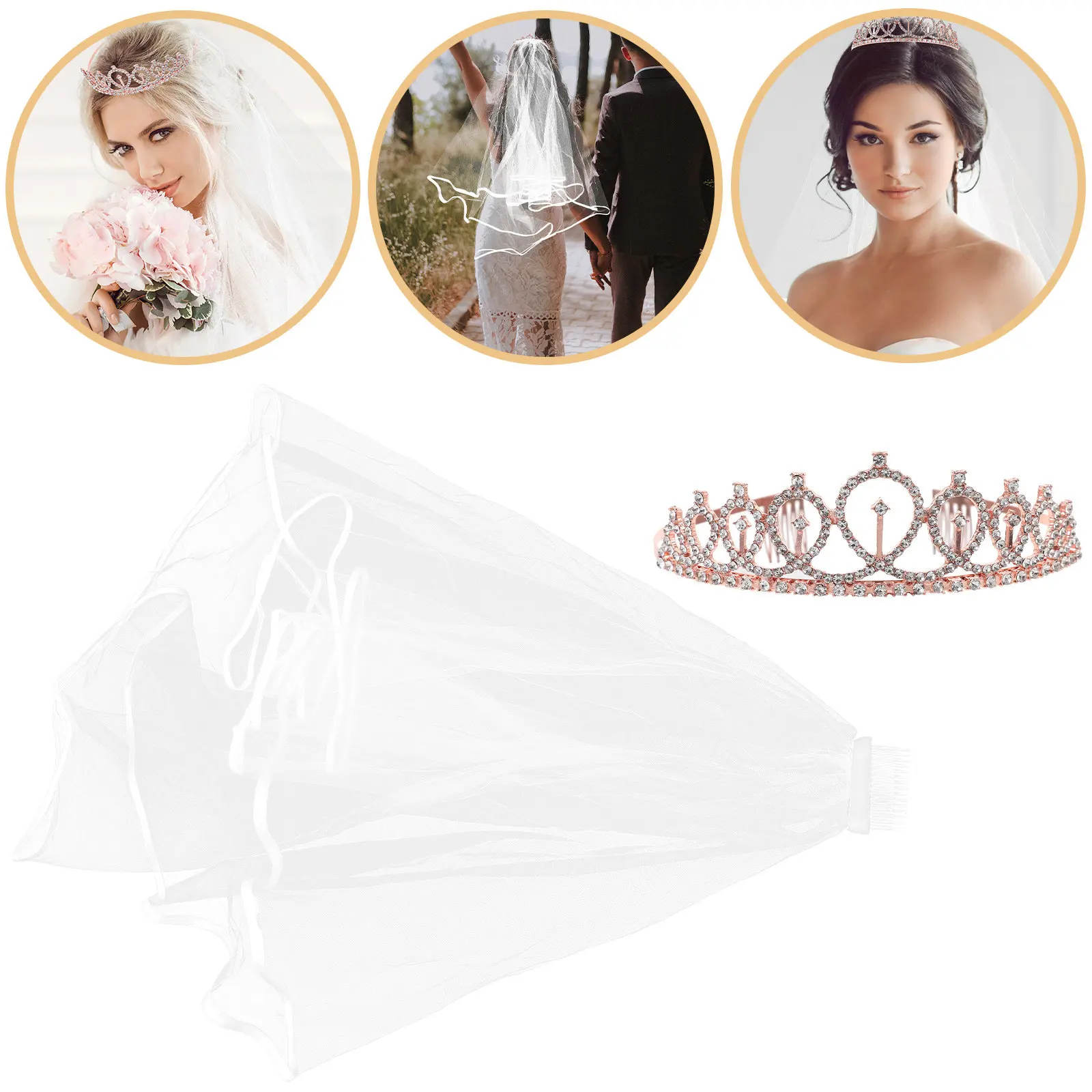 2Pcs Women Bridal Crown Headband and Veil Wedding Hair Accessories for Bride Engagement Party Birthday Festival Celebration
2Pcs Women Bridal Crown Headband and Veil Wedding Hair Accessories for Bride Engagement Party Birthday Festival Celebration