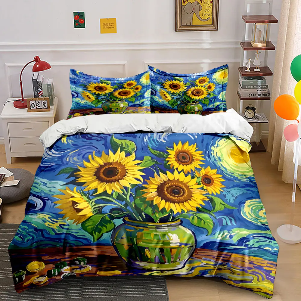 Sunflowers and Starry Sky Artwork Print Bedding Set 1 Duvet Cover 2 Pillowcases for Adult and Children Luxury Gift Full Size
Sunflowers and Starry Sky Artwork Print Bedding Set 1 Duvet Cover 2 Pillowcases for Adult and Children Luxury Gift Full Size