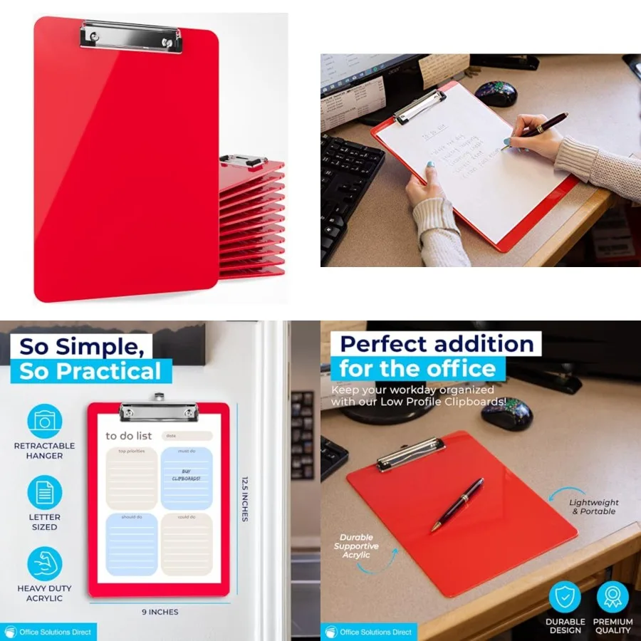 Red Plastic Clipboards Set of Multi Pack Clipboard - Strong.5 x 9 Inch Holds 100 Sheets! Acrylic Clipboards with Low Profile Cl
Red Plastic Clipboards Set of Multi Pack Clipboard - Strong.5 x 9 Inch Holds 100 Sheets! Acrylic Clipboards with Low Profile Cl