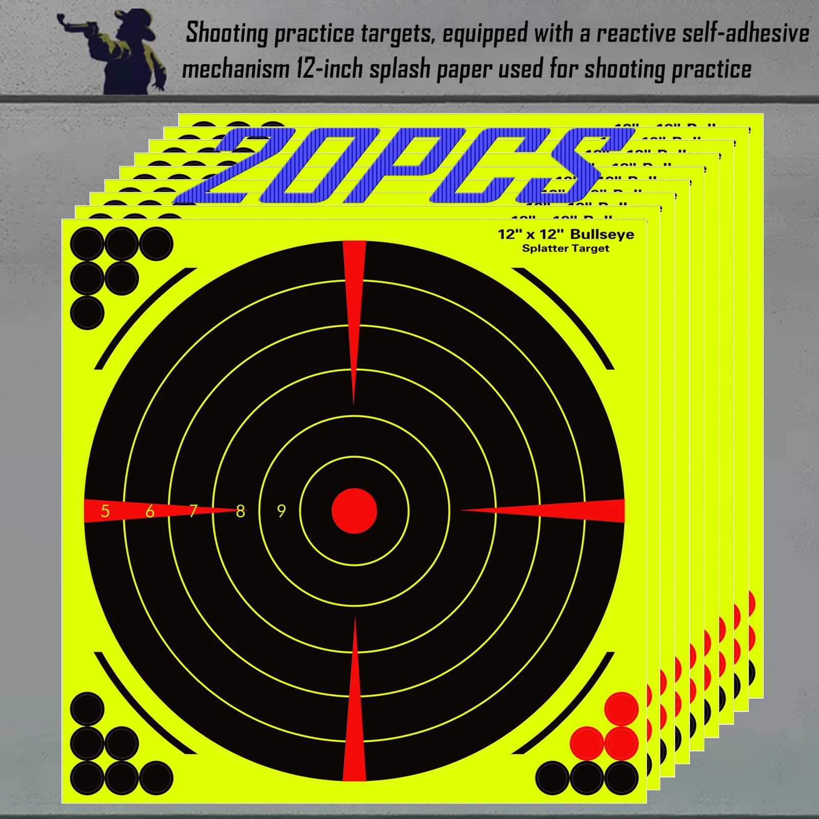 JOAXOR 20Pcs 12 Inch Fluorescent Yellow Splatter Adhesive Bullseye Shooting Target Stickers for Sight in at Shooting Range S2238
JOAXOR 20Pcs 12 Inch Fluorescent Yellow Splatter Adhesive Bullseye Shooting Target Stickers for Sight in at Shooting Range S2238