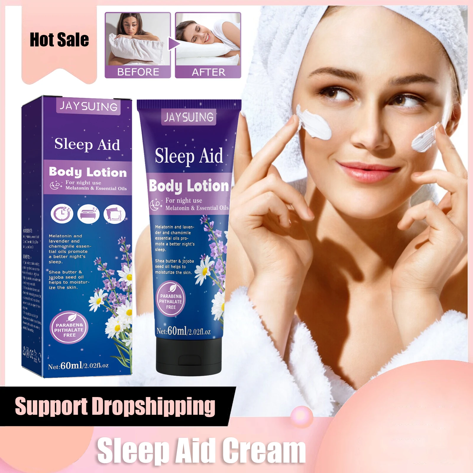 Sleep Aid Cream Lavender Improve Sleeping Soothing Mood Balm Insomnia Care Relieve Stress Anxiety Body Lotion for Glowing Skin
Sleep Aid Cream Lavender Improve Sleeping Soothing Mood Balm Insomnia Care Relieve Stress Anxiety Body Lotion for Glowing Skin