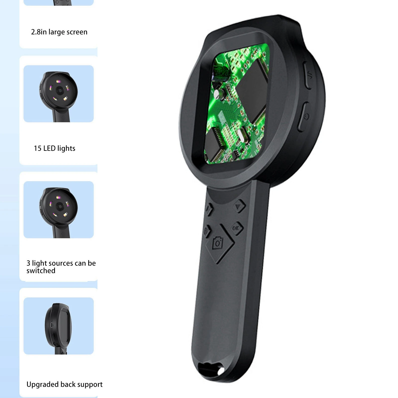 Ручной цифровой увеличитель с 12 языками, 4 кнопками увеличения, ручной цифровой микроскоп 2 МП с кабелем для передачи данных для промышленной электроники
Ручной цифровой увеличитель с 12 языками, 4 кнопками увеличения, ручной цифровой микроскоп 2 МП с кабелем для передачи данных для промышленной электроники