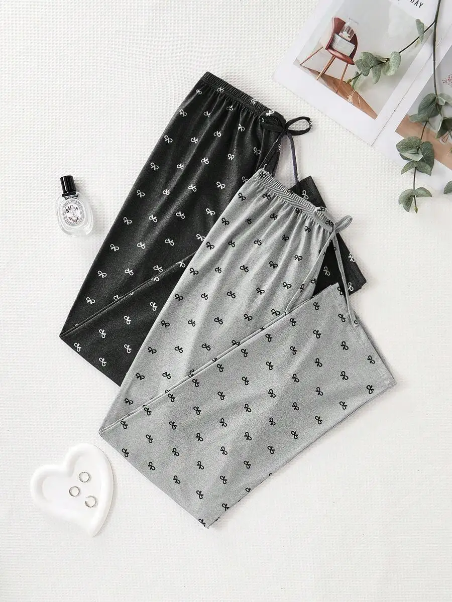 2pcs Set Bowknot Print Women Sleep Pants Casual Lounge Bottoms Fall Winter
2pcs Set Bowknot Print Women Sleep Pants Casual Lounge Bottoms Fall Winter
