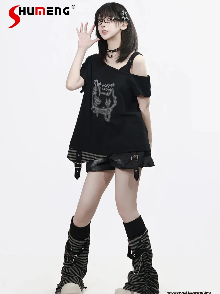 Harajuku Punk Style Girl's Streetwear Y2K Casual Tee Off-shoulder Short-sleeved Printed Loose Versatile T-shirt Top Women Summer
Harajuku Punk Style Girl's Streetwear Y2K Casual Tee Off-shoulder Short-sleeved Printed Loose Versatile T-shirt Top Women Summer
