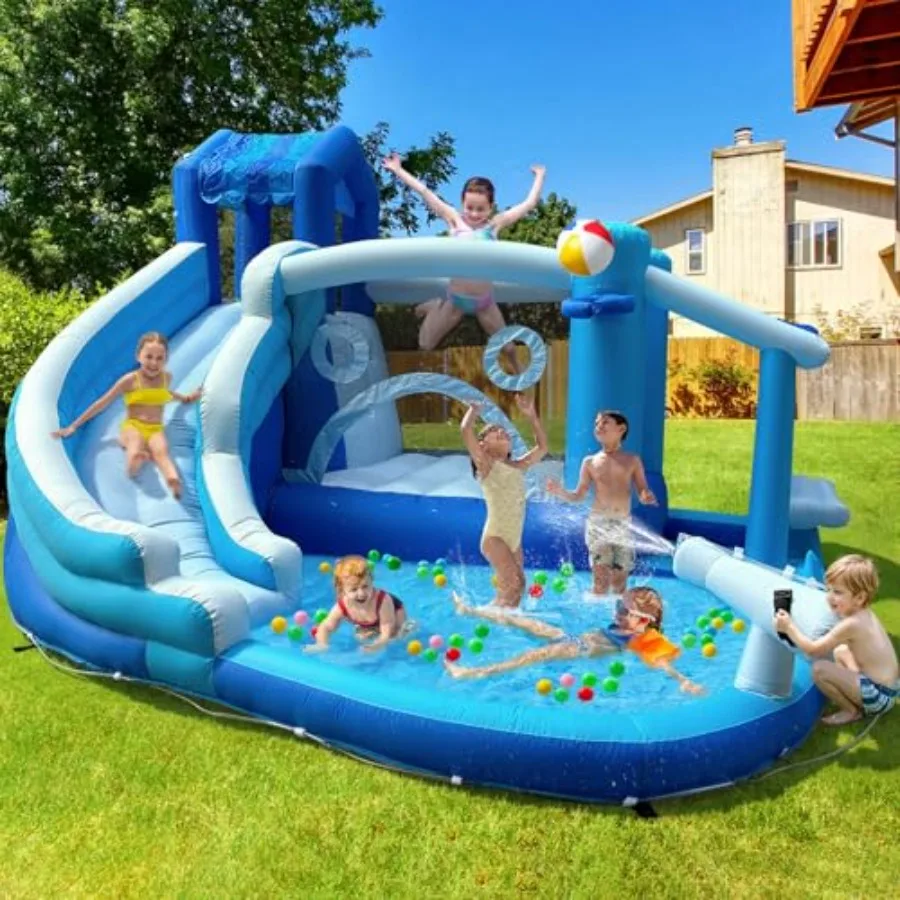 Inflatable Water Slide 7 in 1 Grocery Store Wet Dry Combo for Backyard Party Summer Splash Fun with Powerful Blower Blue and Ye
Inflatable Water Slide 7 in 1 Grocery Store Wet Dry Combo for Backyard Party Summer Splash Fun with Powerful Blower Blue and Ye