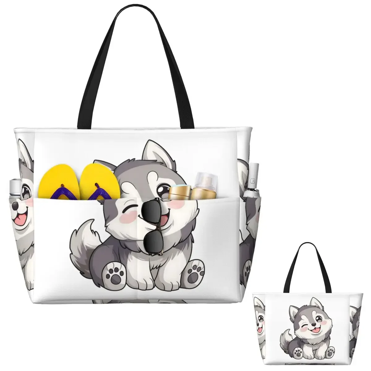 Cute Winking Kawaii Husky Beach Tote Bag Sport Gym Yoga Duffle Large Tote Bag Women Travel Bag Fitness bag
Cute Winking Kawaii Husky Beach Tote Bag Sport Gym Yoga Duffle Large Tote Bag Women Travel Bag Fitness bag