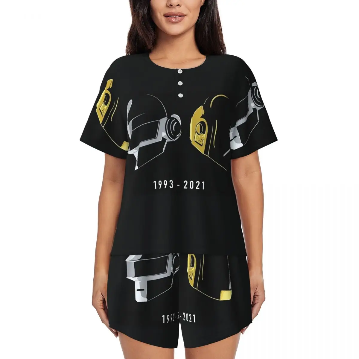 Daft Punk Electronic Music Band Tribute Helmet Art Round Neck Short Sleeve Nightgowns for Sleeping Women Pajama Set Short Pants
Daft Punk Electronic Music Band Tribute Helmet Art Round Neck Short Sleeve Nightgowns for Sleeping Women Pajama Set Short Pants