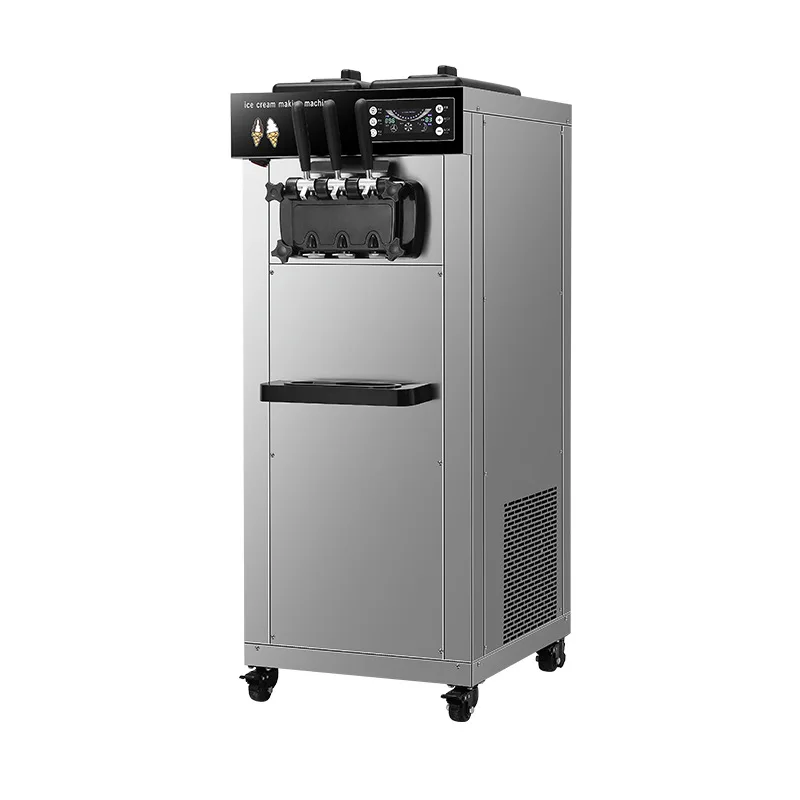 Milk tea shop commercial soft ice cream machine, stainless steel large vertical three-color ice cream machine 
Milk tea shop commercial soft ice cream machine, stainless steel large vertical three-color ice cream machine
