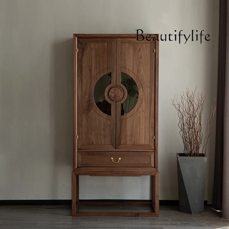 Solid wood wardrobe New Chinese black walnut home bedroom Small apartment Zen two doors simple
Solid wood wardrobe New Chinese black walnut home bedroom Small apartment Zen two doors simple