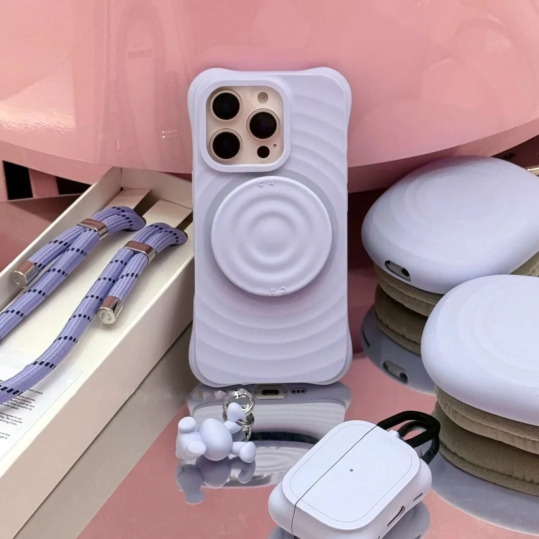 Mist Purple Phone Stand Ripple Silicone Magnetic Case Cover for IPhone 12 ~ 16 Pro Max for AirPods 3 4 Pro Rabbit Pendant
Mist Purple Phone Stand Ripple Silicone Magnetic Case Cover for IPhone 12 ~ 16 Pro Max for AirPods 3 4 Pro Rabbit Pendant