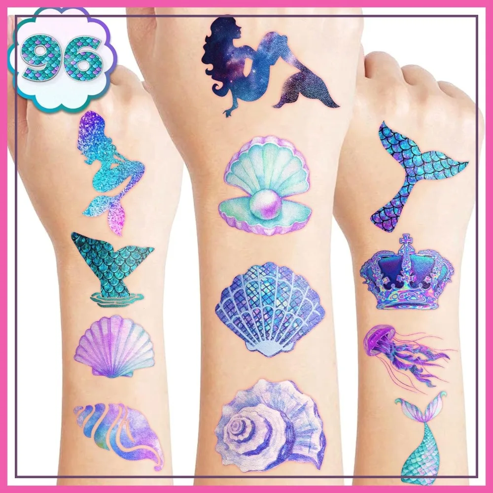 96PCS Mermaid Pre-Cut Temporary Tattoos for Ocean Party Favors, Birthday Rewards, and Baby Showers
96PCS Mermaid Pre-Cut Temporary Tattoos for Ocean Party Favors, Birthday Rewards, and Baby Showers