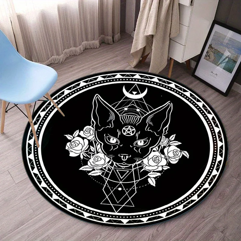 1pc Egyptian Anubis Design Round Rug - Crystal Velvet Polyester, Non-Slip Carpet Chair Mat for Bedroom, Living Room Decoration
1pc Egyptian Anubis Design Round Rug - Crystal Velvet Polyester, Non-Slip Carpet Chair Mat for Bedroom, Living Room Decoration