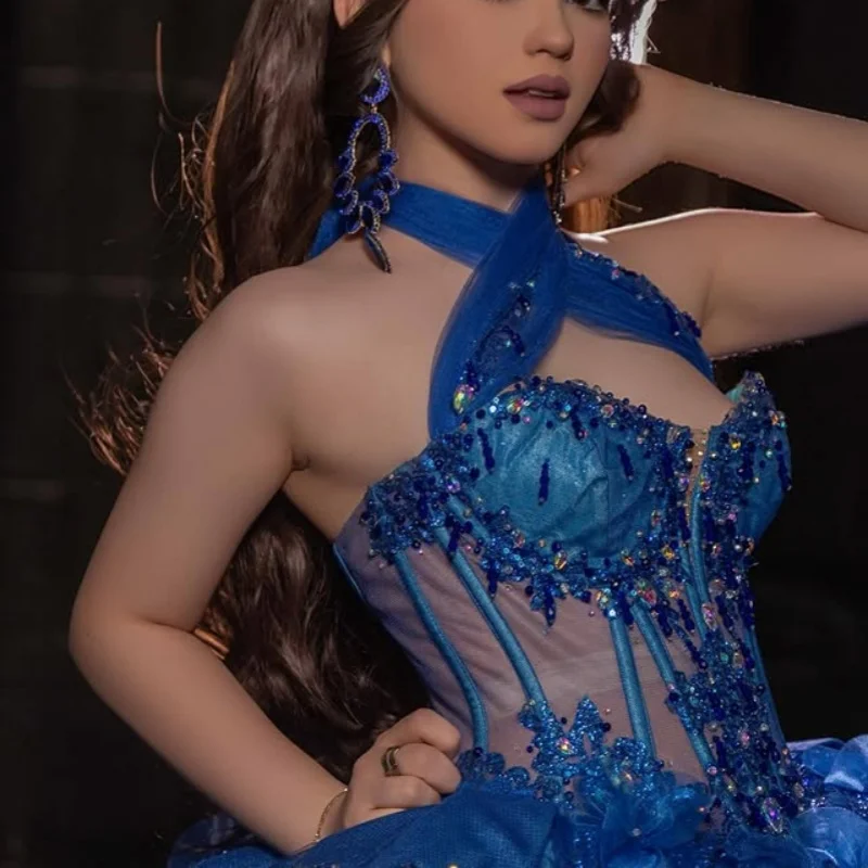 Customized dark blue Quinceanera Dresses Off the Shoulder sequin applique layering flower Long tail Vestido 15 Quinceanera
Customized dark blue Quinceanera Dresses Off the Shoulder sequin applique layering flower Long tail Vestido 15 Quinceanera
