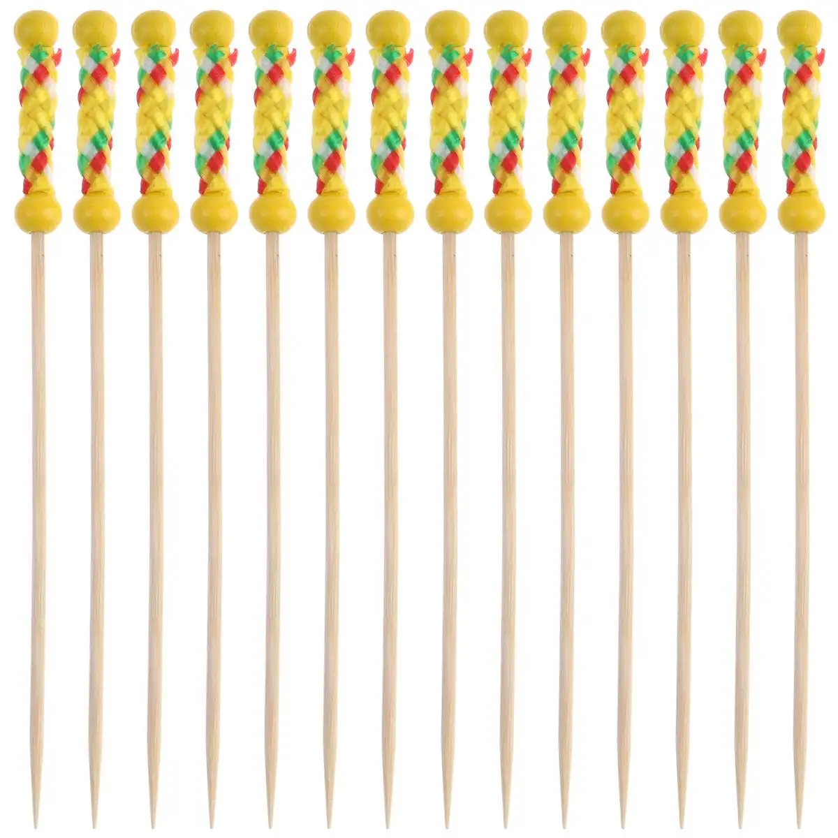 100pcs Disposable Fruit Picks Bamboo Cocktail Drink Picks Sticks Party Supplies Favors for Home Bar (Yellow Rope Bead Pattern)
100pcs Disposable Fruit Picks Bamboo Cocktail Drink Picks Sticks Party Supplies Favors for Home Bar (Yellow Rope Bead Pattern)