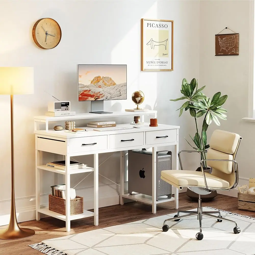 47 H Computer Desk With 3 Drawers And Storage Shelves, Small Home Office Desk With Monitor Stand, Study Writing Table For
47 H Computer Desk With 3 Drawers And Storage Shelves, Small Home Office Desk With Monitor Stand, Study Writing Table For