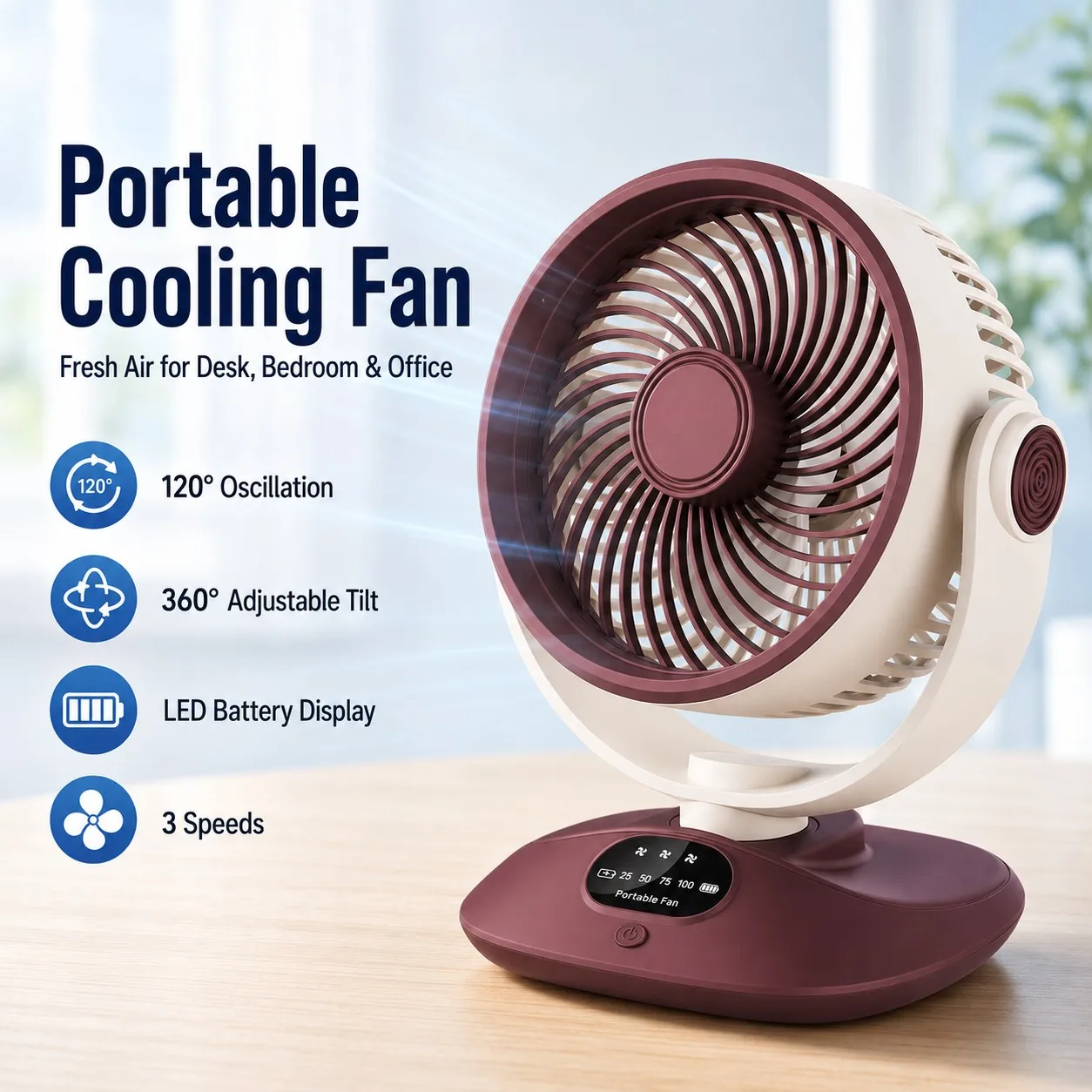 Desktop Fan Rechargeable Turbo Air Circulator 3 Speeds LED Display Quiet Portable Fan For Home Office Outdoor Camping
Desktop Fan Rechargeable Turbo Air Circulator 3 Speeds LED Display Quiet Portable Fan For Home Office Outdoor Camping