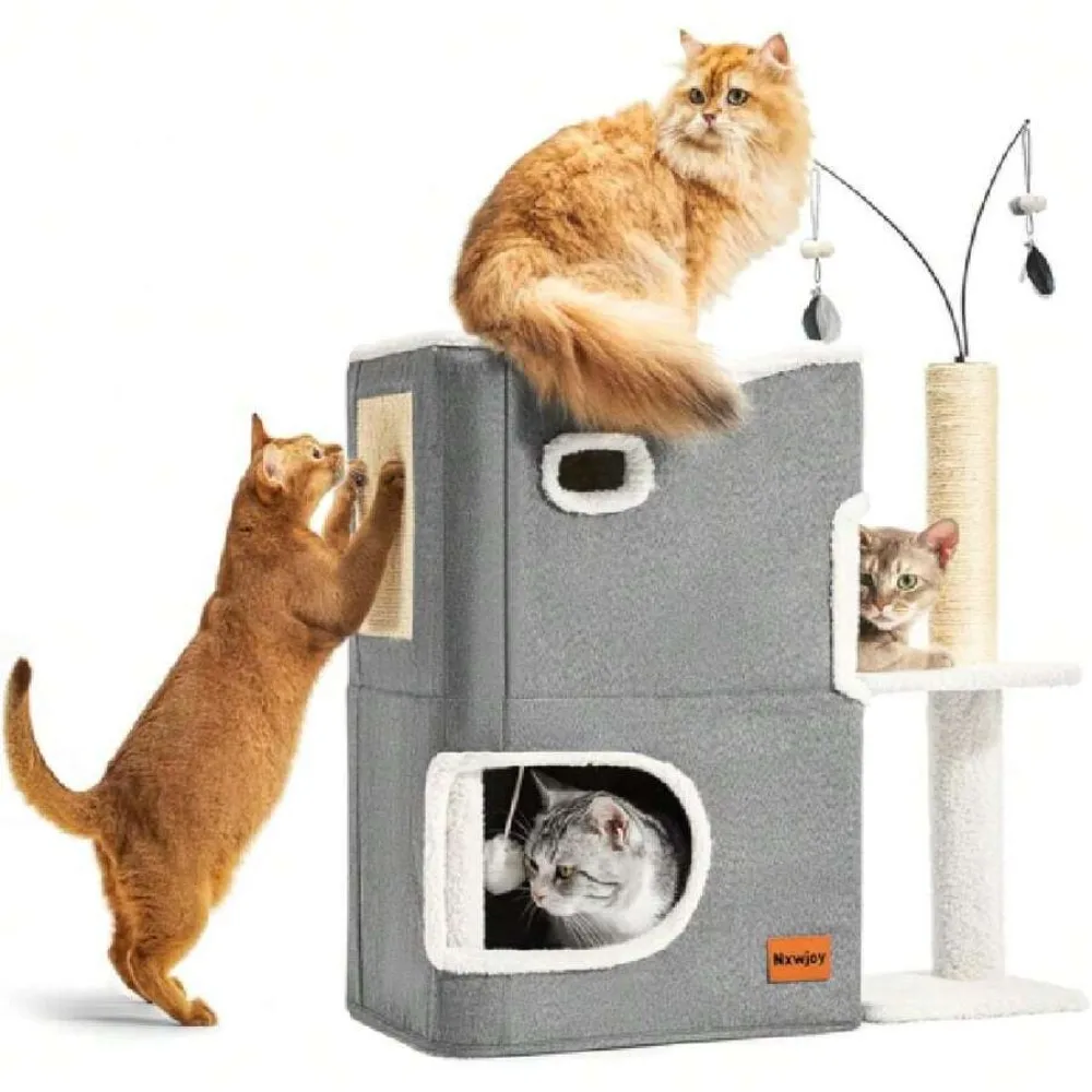 Cat Bed For Indoor Cats With Scratching Post Cat Beds Furniture Cave House 2-Storey Cats Hideaway Playhouse Condo
Cat Bed For Indoor Cats With Scratching Post Cat Beds Furniture Cave House 2-Storey Cats Hideaway Playhouse Condo
