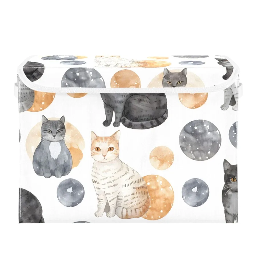 Cats Circles Watercolor Foldable Storage Bin with Lid and Handle Collapsible Storage Box 16.5 x 12.6 x 11.8 inches
Cats Circles Watercolor Foldable Storage Bin with Lid and Handle Collapsible Storage Box 16.5 x 12.6 x 11.8 inches