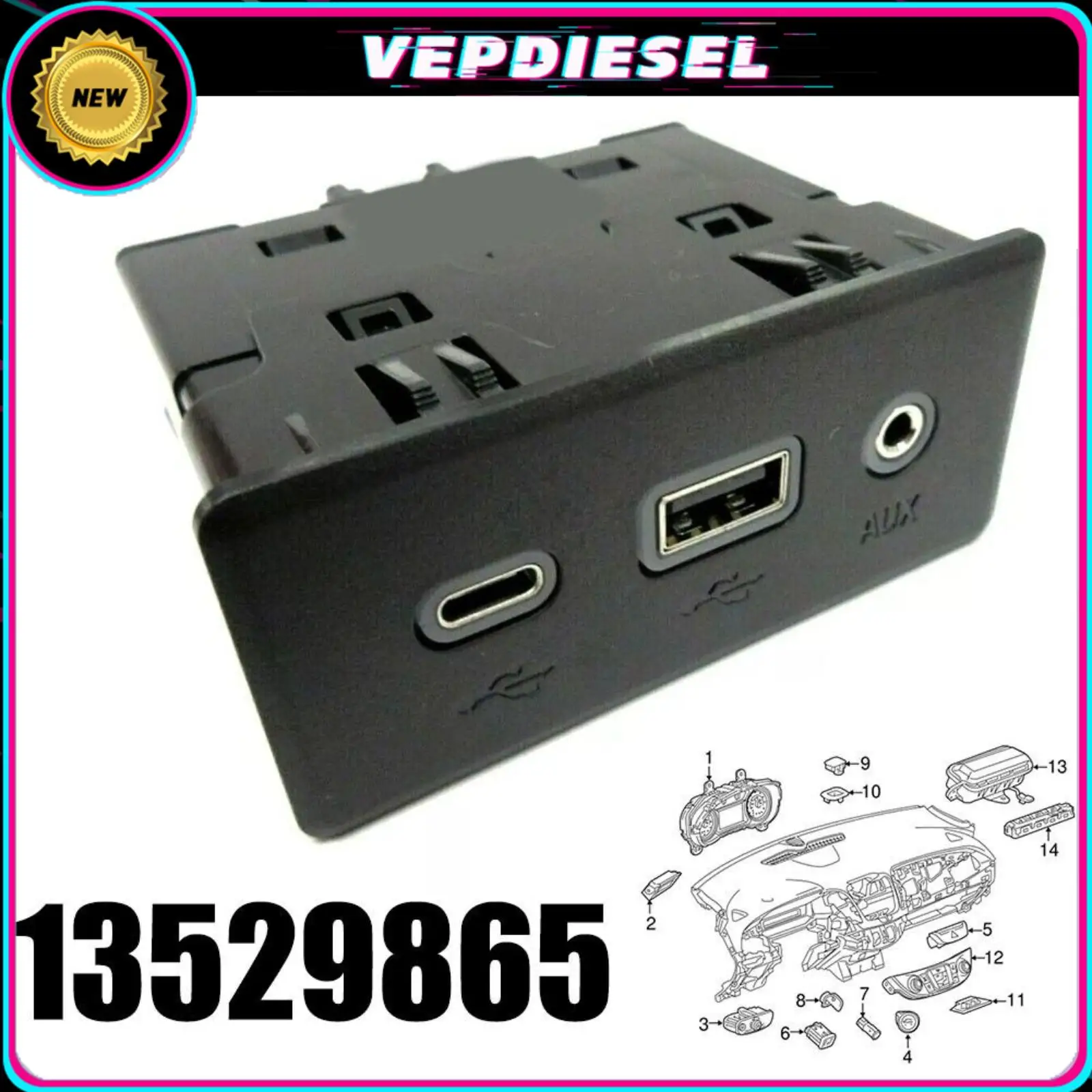 13529865 USB Port ABS Material Anti-corrosion Black Color For 2019-2024 Chevrolet E quinox Malibu For Terrain AUX USB Port Parts
13529865 USB Port ABS Material Anti-corrosion Black Color For 2019-2024 Chevrolet E quinox Malibu For Terrain AUX USB Port Parts