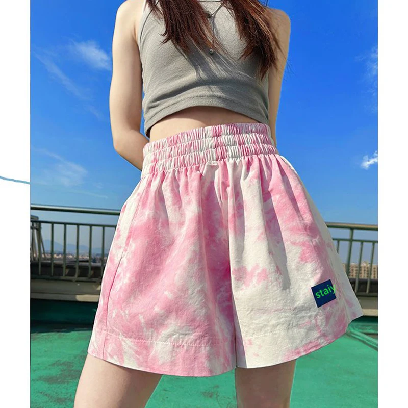 GIDYQ High Waist Women Sports Shorts Summer Korean Tie Dye Loose Wide Leg Pants Casual Female Streetwear Fluorescent Pink Shorts
GIDYQ High Waist Women Sports Shorts Summer Korean Tie Dye Loose Wide Leg Pants Casual Female Streetwear Fluorescent Pink Shorts
