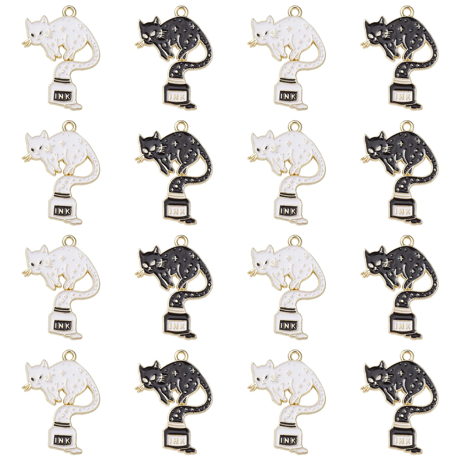 30Pcs 2 Colors Enamel Ink Cat Charms Black and White Cat Charms Lovely Pet Animal Pendants for Keychain Craft Jewelry Making
30Pcs 2 Colors Enamel Ink Cat Charms Black and White Cat Charms Lovely Pet Animal Pendants for Keychain Craft Jewelry Making