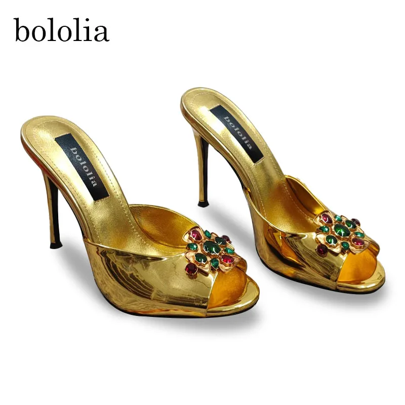 High Quality Diamond Bead Decor Slippers Fashion Patent Leather Sexy Peep Toe Metal Stiletto Slippers Banquet Dress Shoe
High Quality Diamond Bead Decor Slippers Fashion Patent Leather Sexy Peep Toe Metal Stiletto Slippers Banquet Dress Shoe