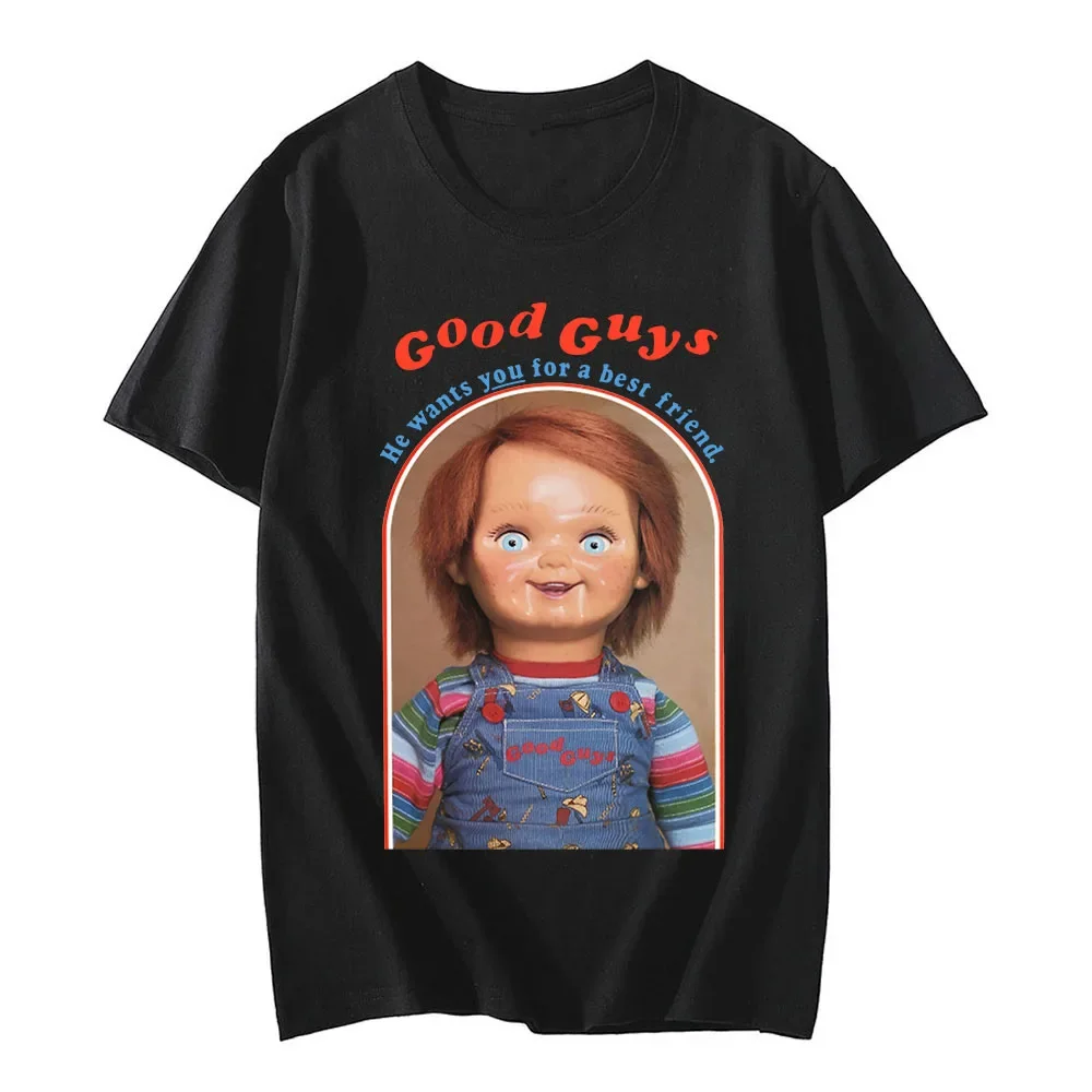 Новые хлопковые футболки Chucky с графическим принтом в стиле аниме для мужчин и женщин, модная повседневная футболка с короткими рукавами, футболки унисекс в стиле Харадзюку, топы, одежда
Новые хлопковые футболки Chucky с графическим принтом в стиле аниме для мужчин и женщин, модная повседневная футболка с короткими рукавами, футболки унисекс в стиле Харадзюку, топы, одежда