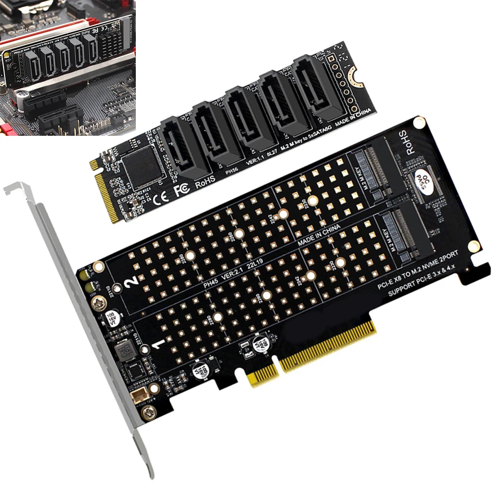 Плата расширения PCIEX8-NVME M.2 MKEY, плата расширения для SSD с 2 портами, 2x32 Гбит/с, RAID Array, адаптер расширения, чипсет JMB585
Плата расширения PCIEX8-NVME M.2 MKEY, плата расширения для SSD с 2 портами, 2x32 Гбит/с, RAID Array, адаптер расширения, чипсет JMB585