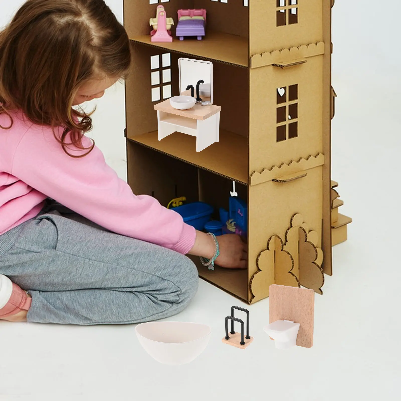 1Set Miniature 1:12 Bathroom Furniture Dollhouse Sink Cabinet Bathtub Toilet Accessories Set Dollhouse Kitchen Cabinets
1Set Miniature 1:12 Bathroom Furniture Dollhouse Sink Cabinet Bathtub Toilet Accessories Set Dollhouse Kitchen Cabinets