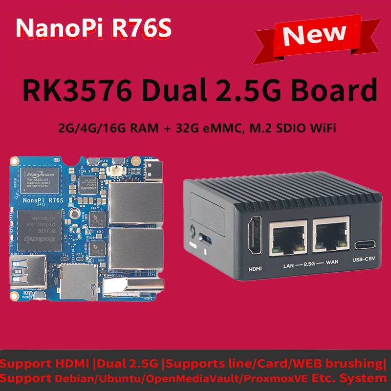 NanoPi R76S RK3576 Макетная плата LPDDR5 Двойной сетевой порт 2,5G HDMI AI Развертывание
NanoPi R76S RK3576 Макетная плата LPDDR5 Двойной сетевой порт 2,5G HDMI AI Развертывание
