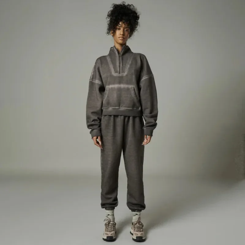 Vintage Zipper High Collar Long Sleeve Hoodies Streetwear Washed Sweatshirts Casual Pullover Drawstring Jogger Pants For Women
Vintage Zipper High Collar Long Sleeve Hoodies Streetwear Washed Sweatshirts Casual Pullover Drawstring Jogger Pants For Women