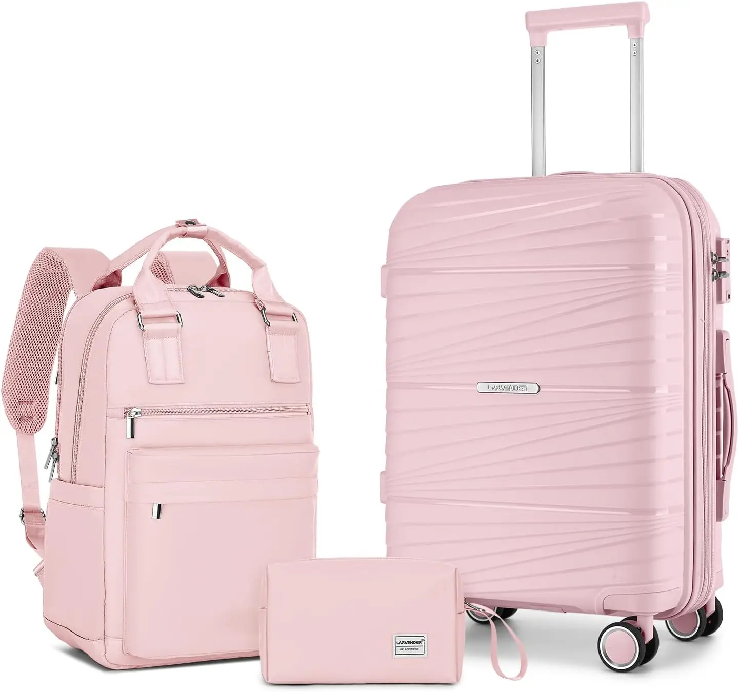 3-Piece Expandable Carry-On Luggage Set, 20-Inch Hardshell Suitcase with Spinner Wheels and TSA Lock, Light Pink for Women
3-Piece Expandable Carry-On Luggage Set, 20-Inch Hardshell Suitcase with Spinner Wheels and TSA Lock, Light Pink for Women