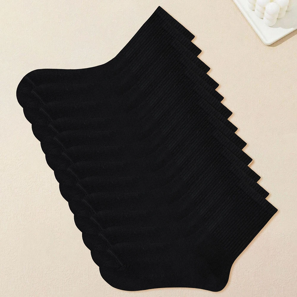 12 Pairs White Striped Cuff Basic Breathable Sweat Absorbing Antibacterial Mid Calf Socks For Women Daily Wear
12 Pairs White Striped Cuff Basic Breathable Sweat Absorbing Antibacterial Mid Calf Socks For Women Daily Wear