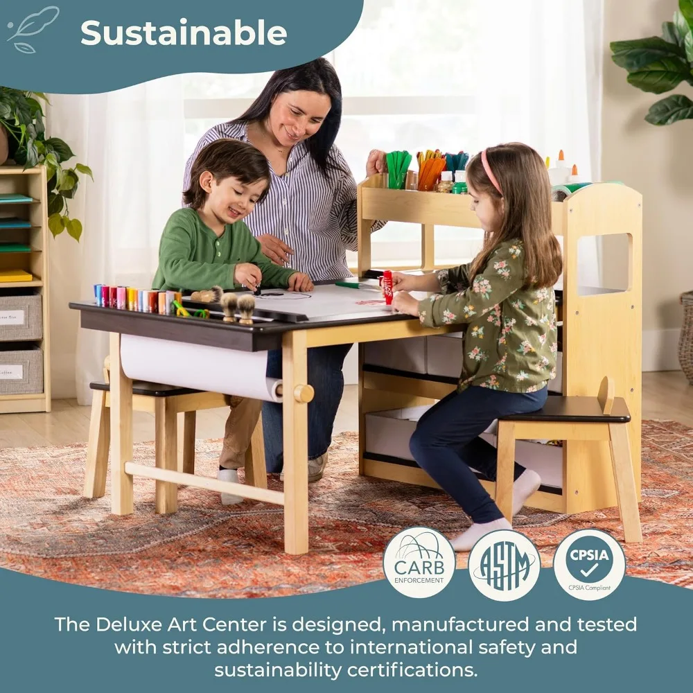 Deluxe Art Center Kids Arts And Crafts Table And Chairs Set With Storage Shelves Bins Paper Roll For Drawing And Painting Home
Deluxe Art Center Kids Arts And Crafts Table And Chairs Set With Storage Shelves Bins Paper Roll For Drawing And Painting Home