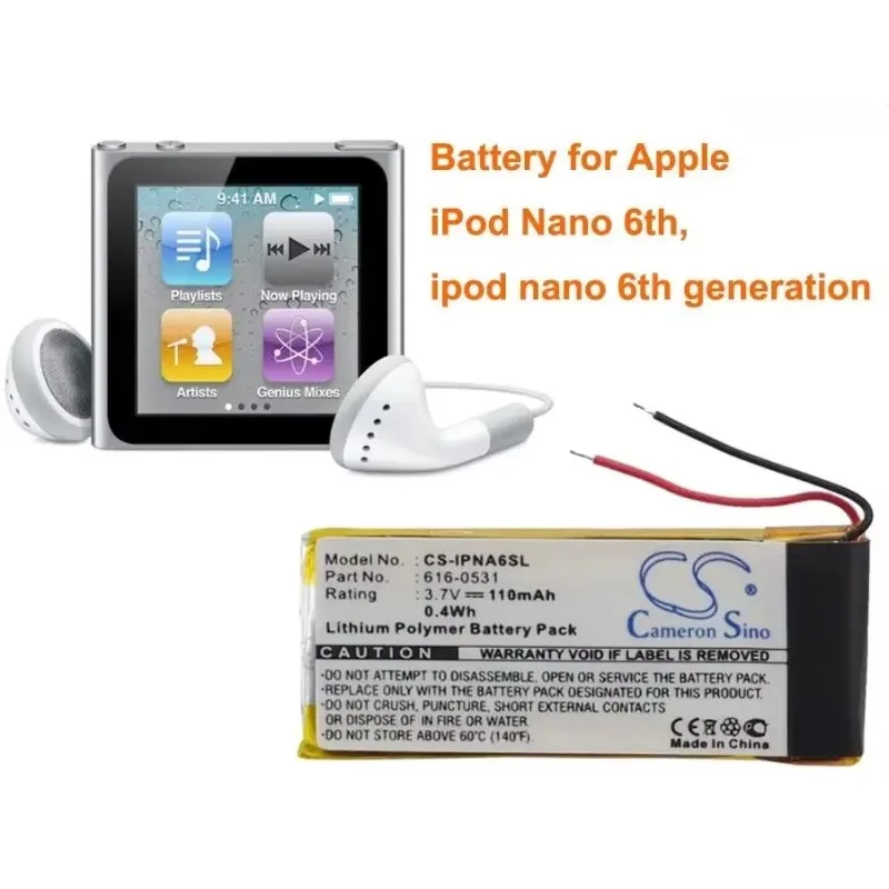 100% НОВЫЙ аккумулятор для медиаплеера емкостью 110 мАч 616-0531 для Apple iPod Nano 6th, iPod nano 6-го поколения
100% НОВЫЙ аккумулятор для медиаплеера емкостью 110 мАч 616-0531 для Apple iPod Nano 6th, iPod nano 6-го поколения