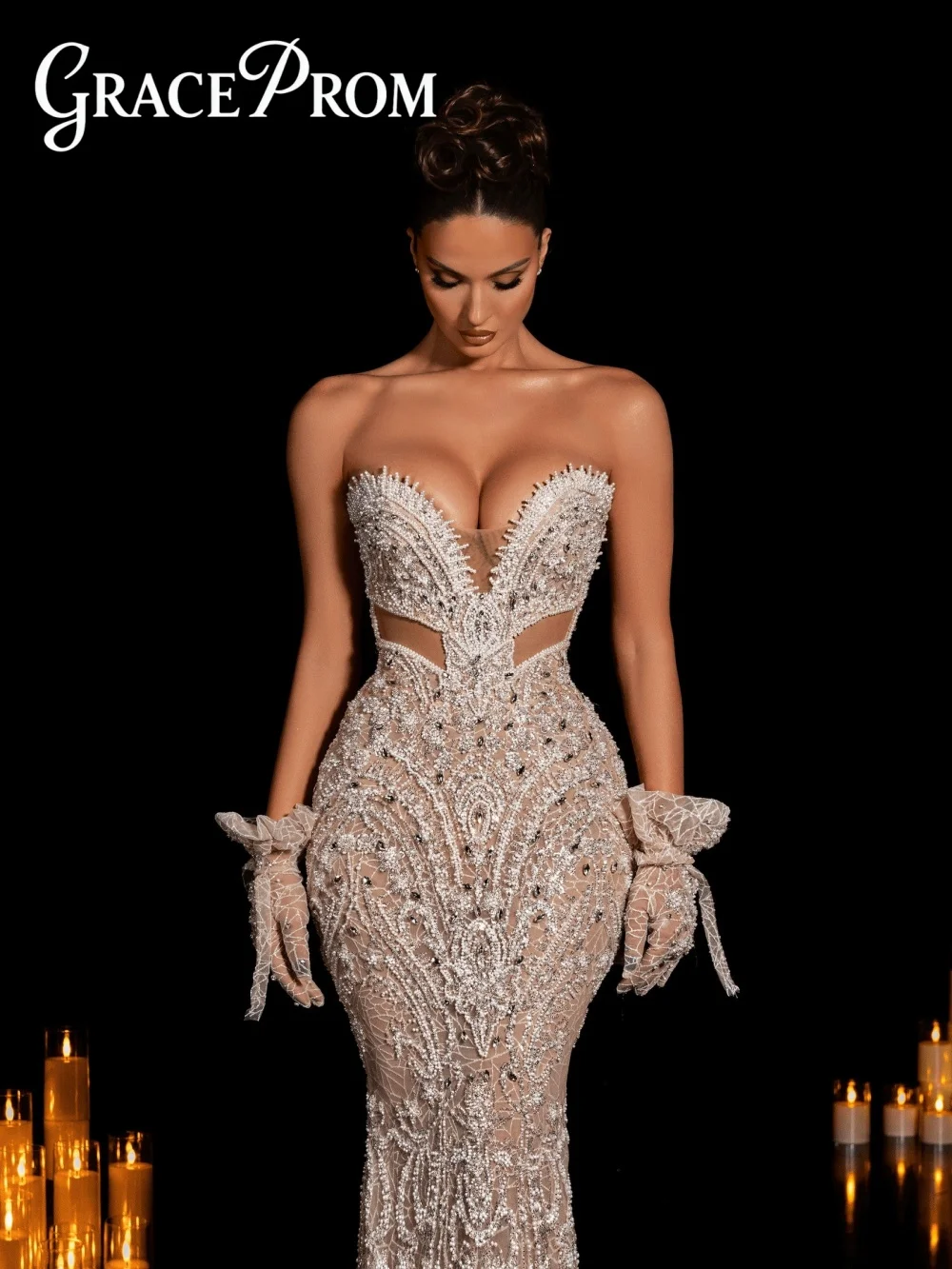 GraceProm Sweetheart Neck Cutout Evening Dress 2026 Nude Sheer Beaded Gown Fashion Floor-Length Prom Gown robes de soirée
GraceProm Sweetheart Neck Cutout Evening Dress 2026 Nude Sheer Beaded Gown Fashion Floor-Length Prom Gown robes de soirée