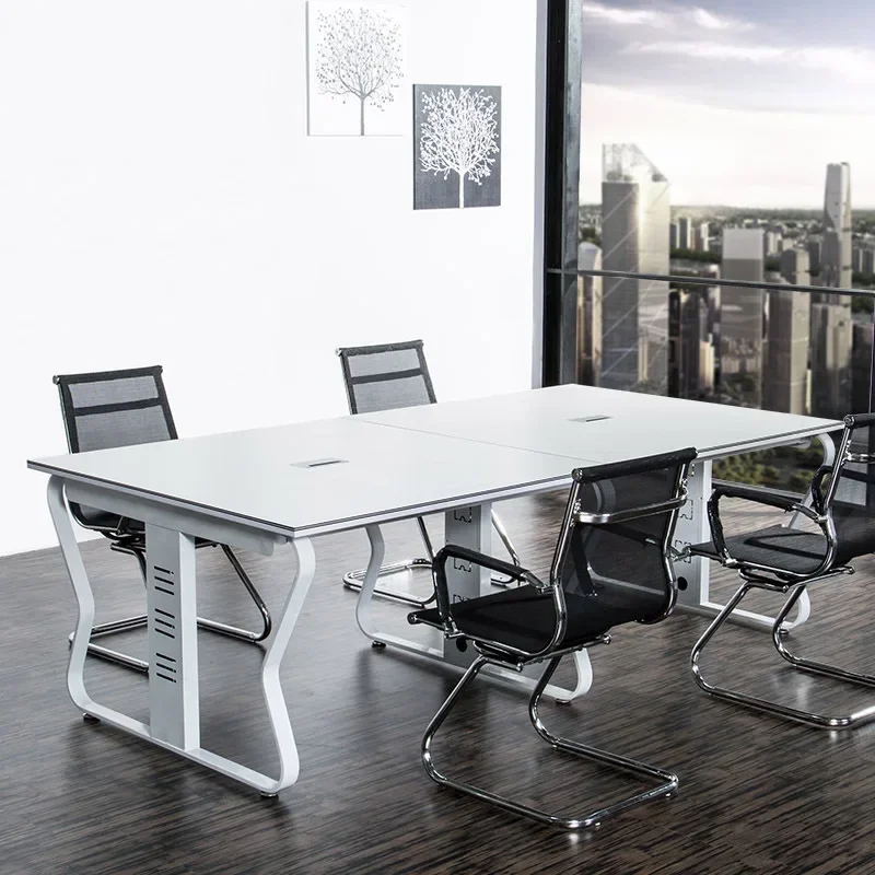 Simple modern conference table steel wood long table white negotiation table
Simple modern conference table steel wood long table white negotiation table