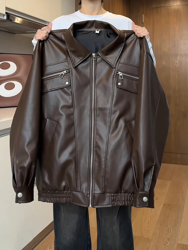 Мужская коричневая кожаная куртка-жакет для весны и осени, в стиле пилота/мотоциклиста, с отложным воротником, рабочая одежда, в американском стиле бейсболки
Мужская коричневая кожаная куртка-жакет для весны и осени, в стиле пилота/мотоциклиста, с отложным воротником, рабочая одежда, в американском стиле бейсболки