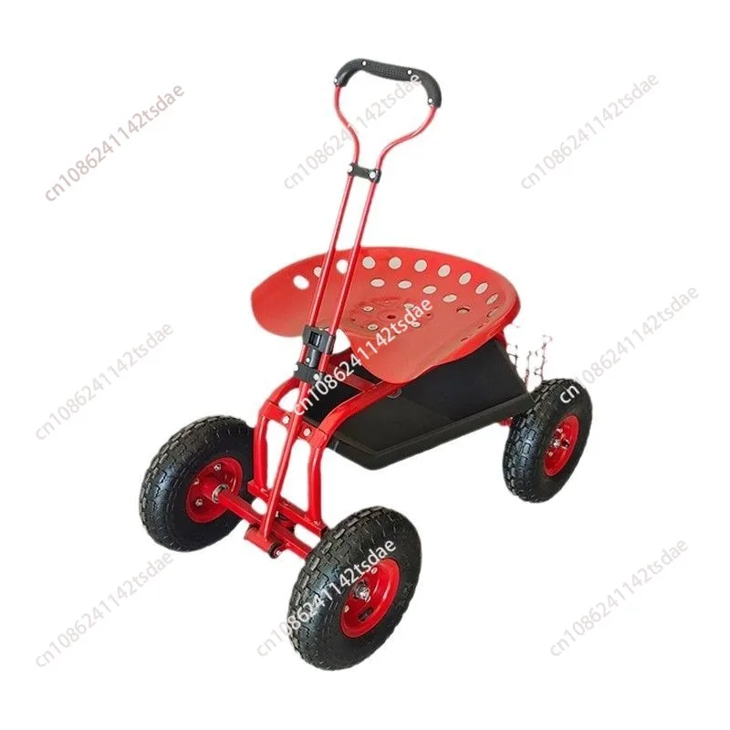 360 degree rotating seat car iron four-wheel garden tool car telescopic handle gardening garden car 
360 degree rotating seat car iron four-wheel garden tool car telescopic handle gardening garden car