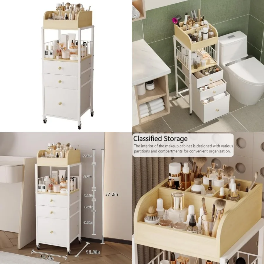 Makeup Organizer Cart with Drawers, Make up Organizers for Vanity, Floor Skincare Organizers- for Cosmetics, Nail Polish, Art S
Makeup Organizer Cart with Drawers, Make up Organizers for Vanity, Floor Skincare Organizers- for Cosmetics, Nail Polish, Art S