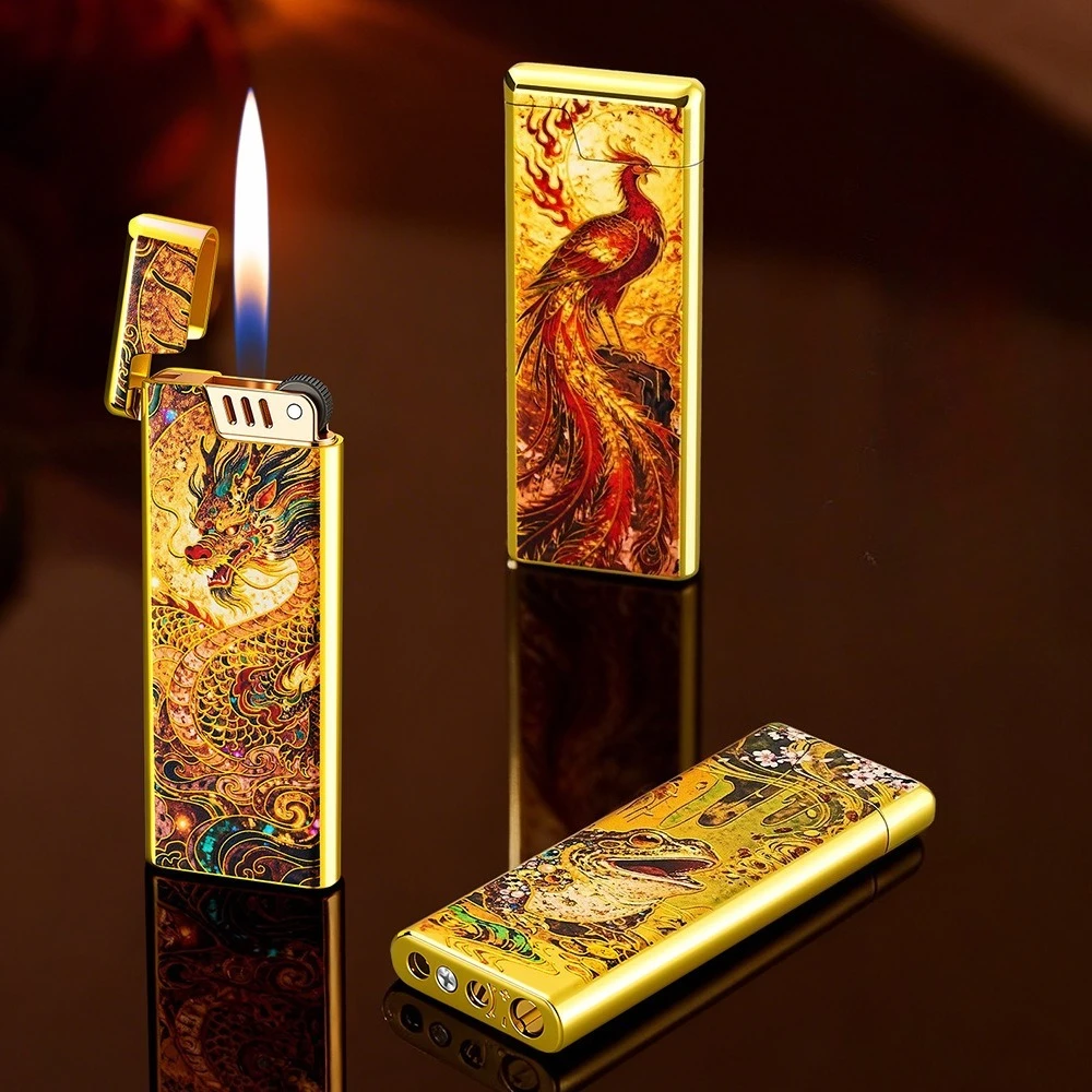 New Double-sided Gilt Enamel Painted Ultra-thin Portable Grinding Wheel Open Flame Small and Exquisite Metal Inflatable Lighter
New Double-sided Gilt Enamel Painted Ultra-thin Portable Grinding Wheel Open Flame Small and Exquisite Metal Inflatable Lighter