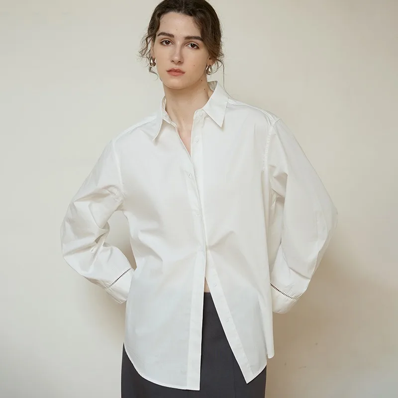 Fashion Women 100% Cotton Blouse Long-sleeved Lapel Single-breasted Buttons Casual Loose White Color Streetwear Female Shirts
Fashion Women 100% Cotton Blouse Long-sleeved Lapel Single-breasted Buttons Casual Loose White Color Streetwear Female Shirts