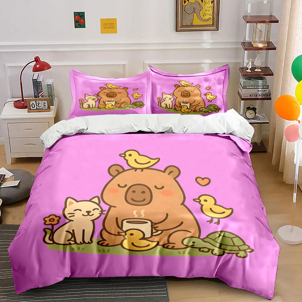 3pcs Warm moments Capybaras friends Duvet Cover Set with 3D Printing Design Soft Polyester Bedding Set All-Season Comfort
3pcs Warm moments Capybaras friends Duvet Cover Set with 3D Printing Design Soft Polyester Bedding Set All-Season Comfort