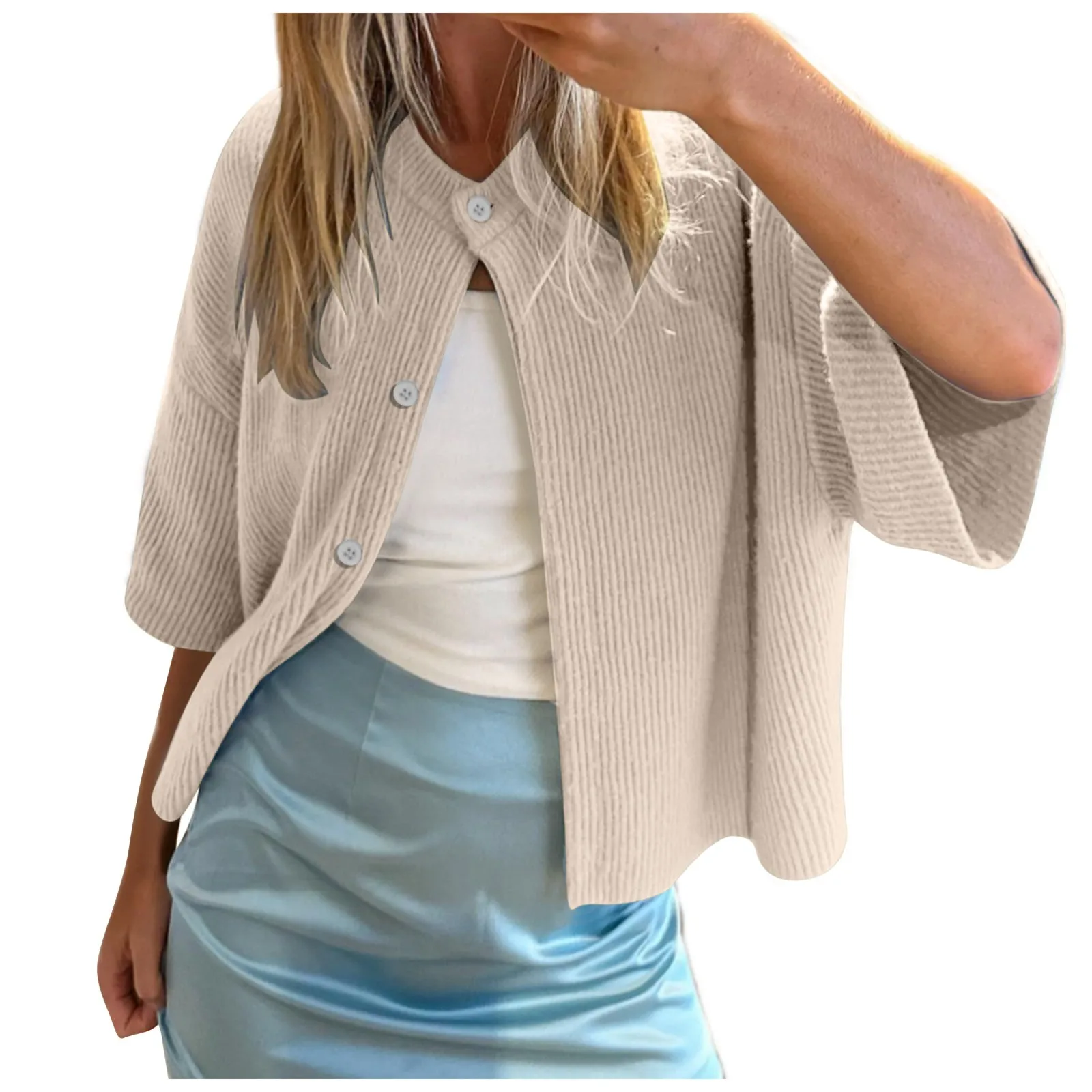 Sweaters Knitted Cardigans Clothes Women Solid Color Round Neck Single Breasted Short Sleeve Cardigan Tops Fashion Streetwear
Sweaters Knitted Cardigans Clothes Women Solid Color Round Neck Single Breasted Short Sleeve Cardigan Tops Fashion Streetwear