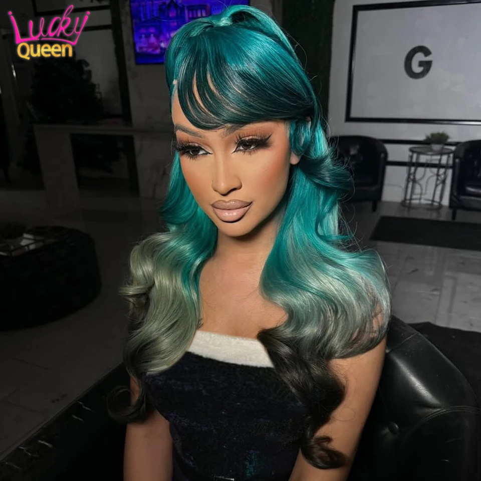 Ombre Green Brown With Bangs 13X6 Pre Plucked 180Density Human Hair 613Colorful Wig Transparent Lace Frontal Body Wave For Women
Ombre Green Brown With Bangs 13X6 Pre Plucked 180Density Human Hair 613Colorful Wig Transparent Lace Frontal Body Wave For Women