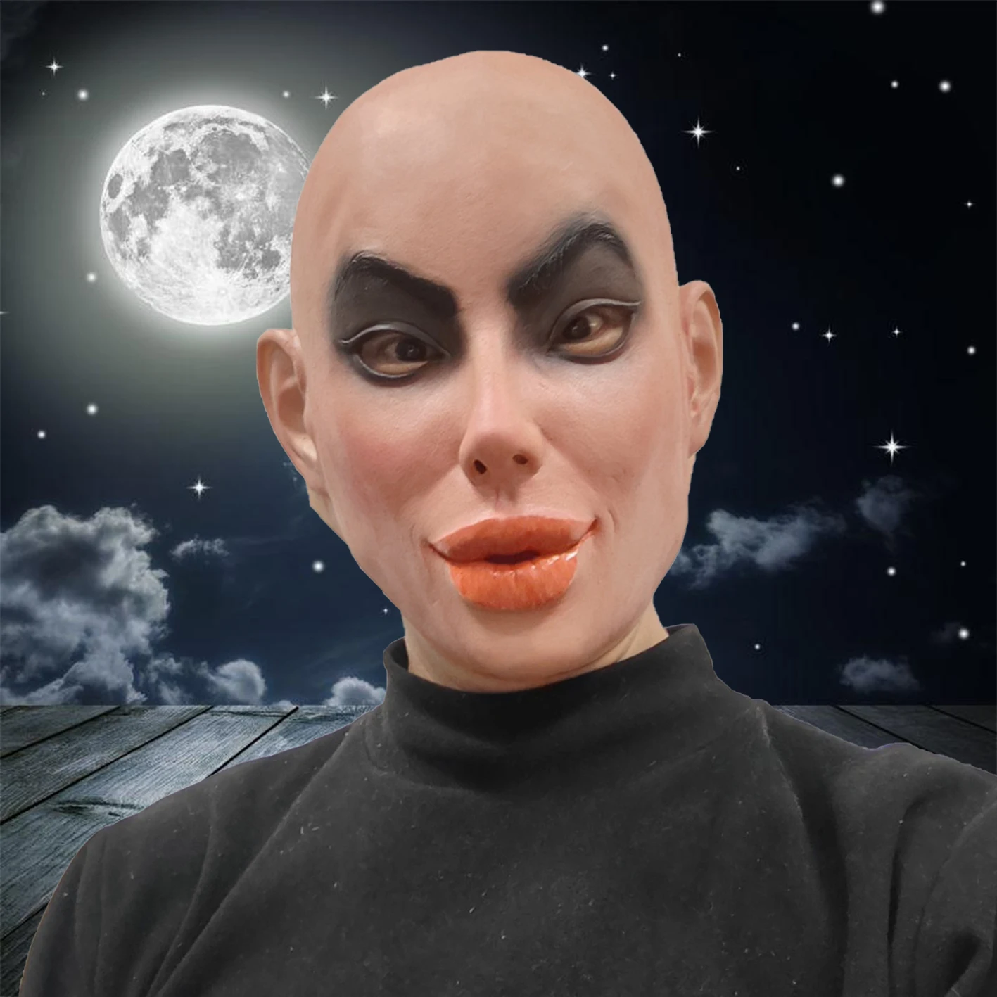 Bald Ugly Girl Mask with Smokey Makeup Big Lips Movie Star Costume Accessory for Roleplay Halloween Carnival Party Fan Gifts
Bald Ugly Girl Mask with Smokey Makeup Big Lips Movie Star Costume Accessory for Roleplay Halloween Carnival Party Fan Gifts